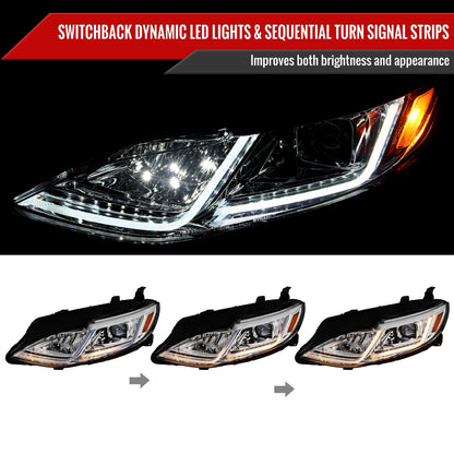 2019-2024 Chevrolet Malibu Switchback Sequential LED Turn Signal Projector Headlights (Chrome Housing/Clear Lens)
