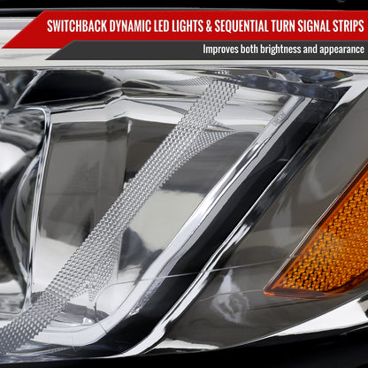 2019-2024 Chevrolet Malibu Switchback Sequential LED Turn Signal Projector Headlights (Chrome Housing/Clear Lens)