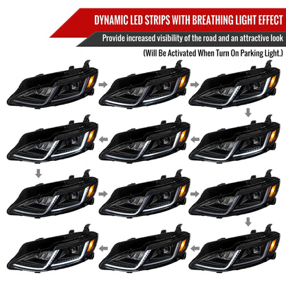 2019-2024 Chevrolet Malibu Switchback Sequential LED Turn Signal Projector Headlights (Matte Black Housing/Smoked Lens)