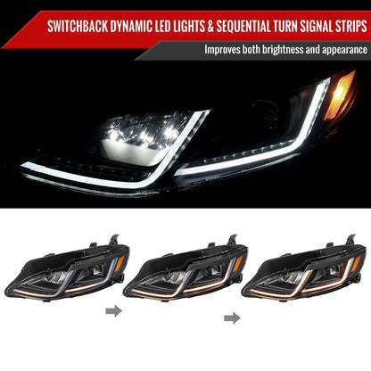 2019-2024 Chevrolet Malibu Switchback Sequential LED Turn Signal Projector Headlights (Matte Black Housing/Clear Lens)