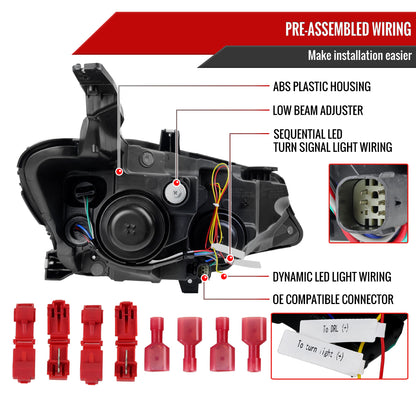 2019-2024 Chevrolet Malibu Switchback Sequential LED Turn Signal Projector Headlights (Matte Black Housing/Smoked Lens)