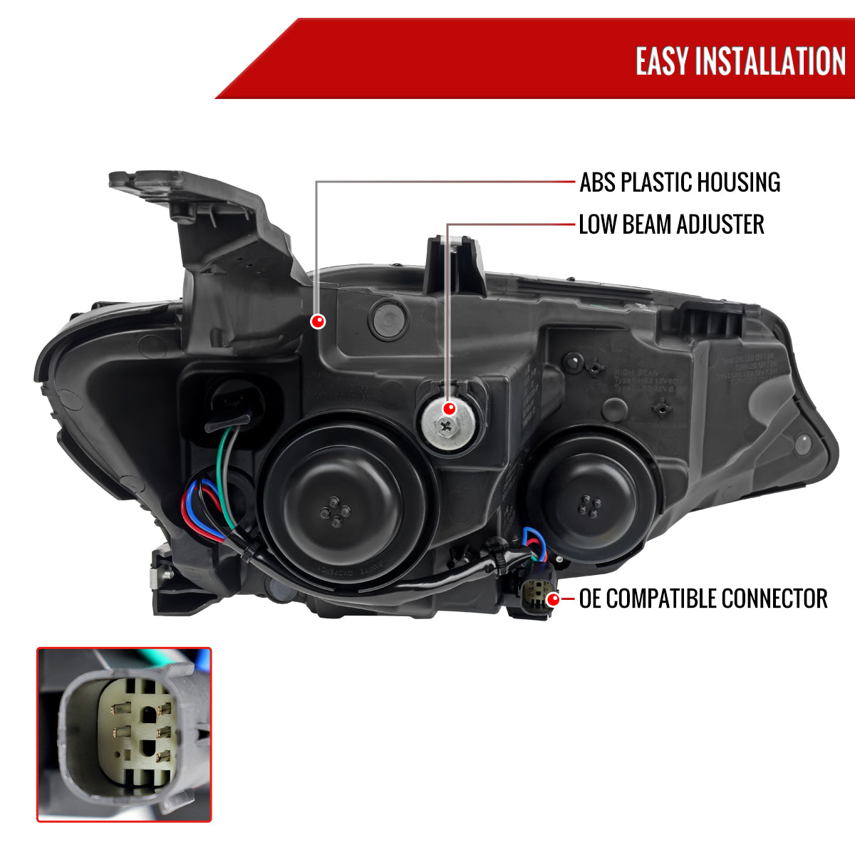 2019-2024 Chevrolet Malibu Factory Style Projector Headlight (Matte Black Housing/Smoked Lens)