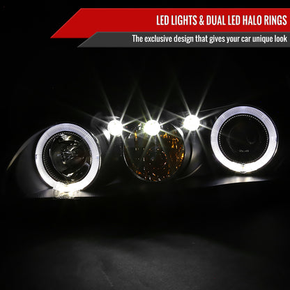1997-2005 Chevrolet Malibu/ Oldsmobile Cutlass Dual Halo Projector Headlights (Matte Black Housing/Clear Lens)