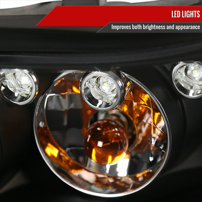 1997-2005 Chevrolet Malibu/ Oldsmobile Cutlass Dual Halo Projector Headlights (Matte Black Housing/Clear Lens)