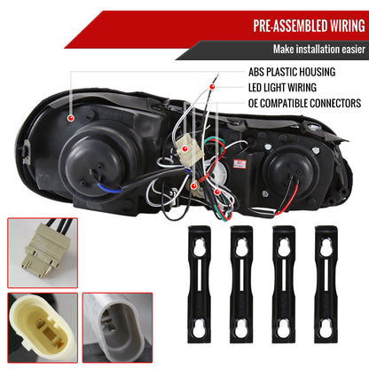 1997-2005 Chevrolet Malibu/ Oldsmobile Cutlass Dual Halo Projector Headlights (Matte Black Housing/Clear Lens)
