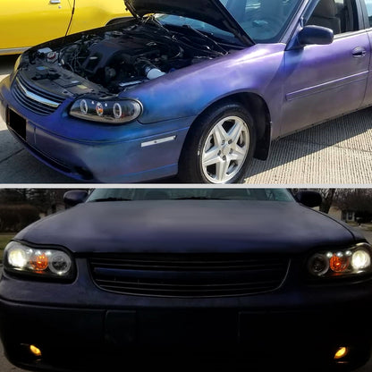 1997-2005 Chevrolet Malibu/ Oldsmobile Cutlass Dual Halo Projector Headlights (Matte Black Housing/Clear Lens)