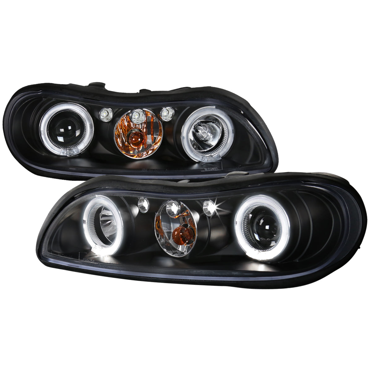 1997-2005 Chevrolet Malibu/ Oldsmobile Cutlass Dual Halo Projector Headlights (Matte Black Housing/Clear Lens)