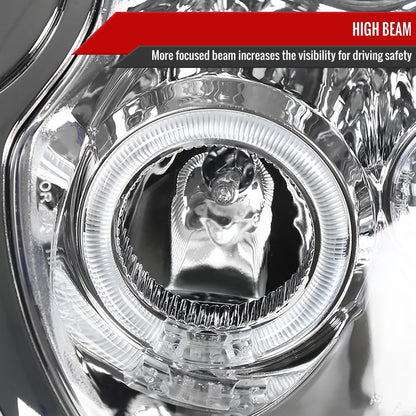 2002-2008 Mini Cooper R50 R53 R52 Single Halo Projector Headlights (Chrome Housing/Clear Lens)