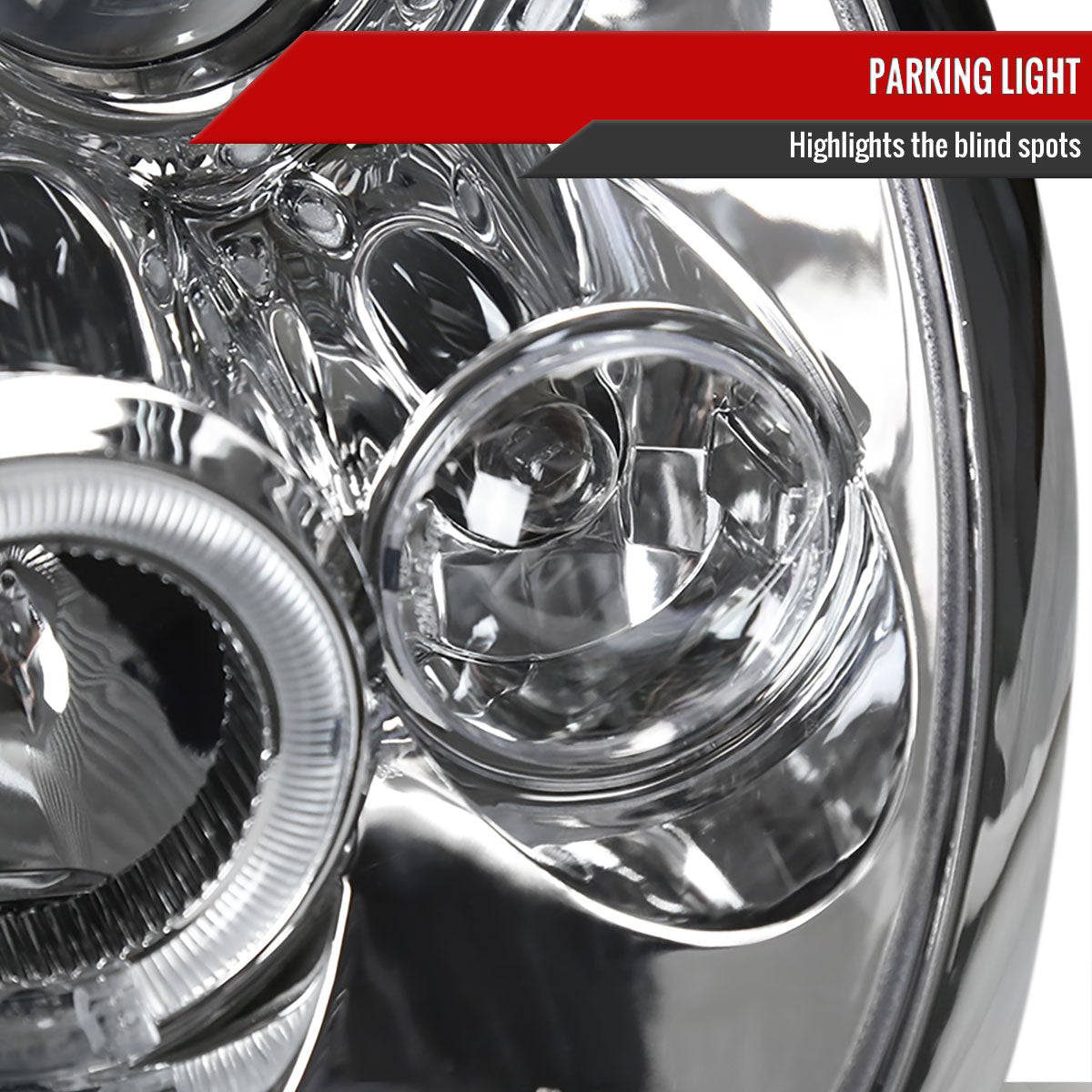 2002-2008 Mini Cooper R50 R53 R52 Single Halo Projector Headlights (Chrome Housing/Clear Lens)