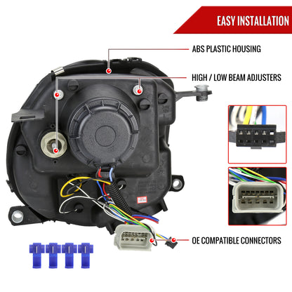 2007-2015 Mini Cooper R55 R56 R57 R58 R59 Single Halo Projector Headlights (Chrome Housing/Clear Lens)