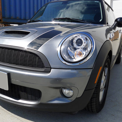 2007-2015 Mini Cooper R55 R56 R57 R58 R59 Single Halo Projector Headlights (Chrome Housing/Clear Lens)