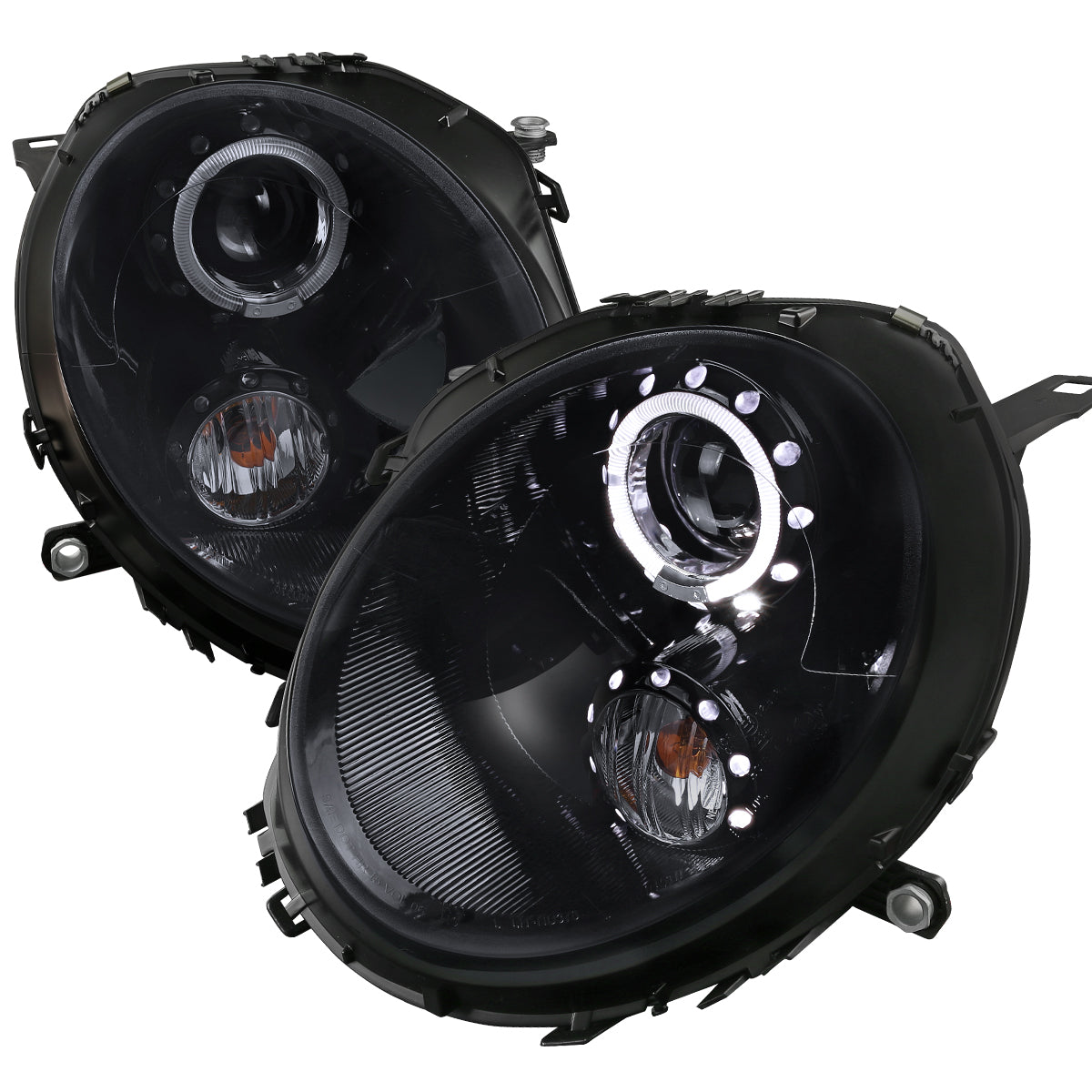 2007-2015 Mini Cooper R55 R56 R57 R58 R59 Halo Projector Headlights (Glossy Black Housing/Smoked Lens)