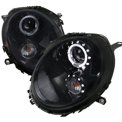 2007-2015 Mini Cooper R55 R56 R57 R58 R59 Halo Projector Headlights (Glossy Black Housing/Smoked Lens)