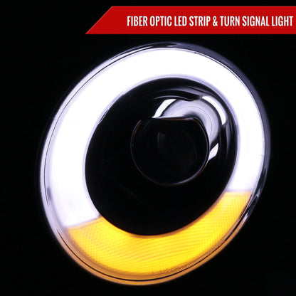 2007-2015 Mini Cooper R55 R56 R57 R58 R59 Projector  Headlights w/ LED Turn Signal Lights (Matte Black Housing/Clear Lens)