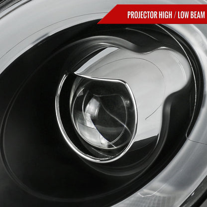 2007-2015 Mini Cooper R55 R56 R57 R58 R59 Projector  Headlights w/ LED Turn Signal Lights (Matte Black Housing/Clear Lens)