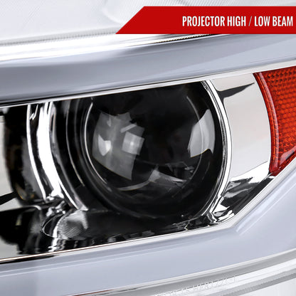 2015-2017 Ford Mustang / 2018-2020 Mustang Shelby LED Bar Xenon HID Projector Headlights (Chrome Housing/Clear Lens)