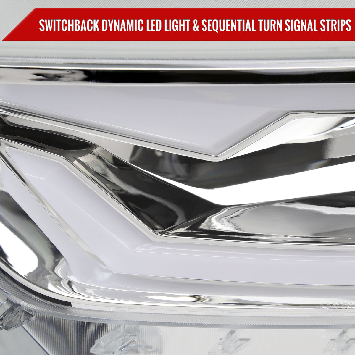 2015-2017 Ford Mustang/2018-2020 Mustang Shelby HID/Xenon Switchback Sequential LED Turn Signal Projector Headlights (Chrome Housing/Clear Lens)