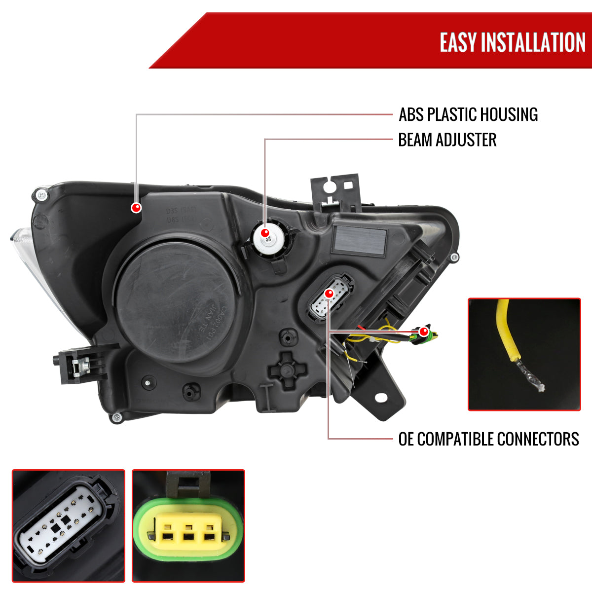 2015-2017 Ford Mustang/2018-2020 Mustang Shelby HID/Xenon Switchback Sequential LED Turn Signal Projector Headlights (Chrome Housing/Clear Lens)