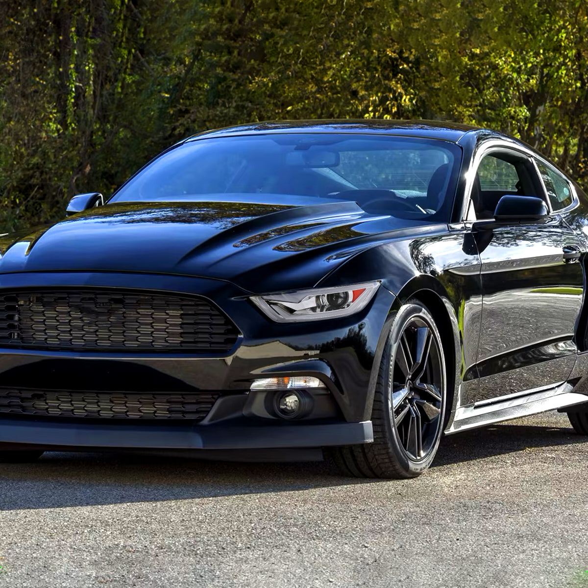 2015-2017 Ford Mustang/2018-2020 Mustang Shelby HID/Xenon Switchback Sequential LED Turn Signal Projector Headlights (Chrome Housing/Clear Lens)