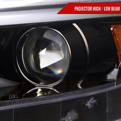2015-2017 Ford Mustang HID-Type  LED Sequential Turn Signal Projector Headlights (Jet Black Housing/Clear Lens)