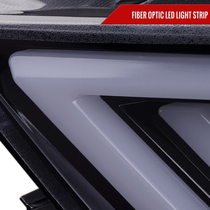 2015-2017 Ford Mustang HID-Type  LED Sequential Turn Signal Projector Headlights (Glossy Black Housing/Smoked Lens)