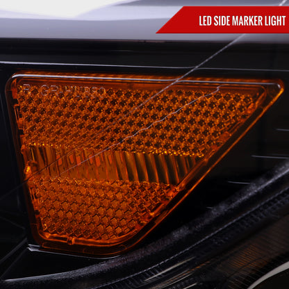 2015-2017 Ford Mustang HID-Type  LED Sequential Turn Signal Projector Headlights (Glossy Black Housing/Smoked Lens)