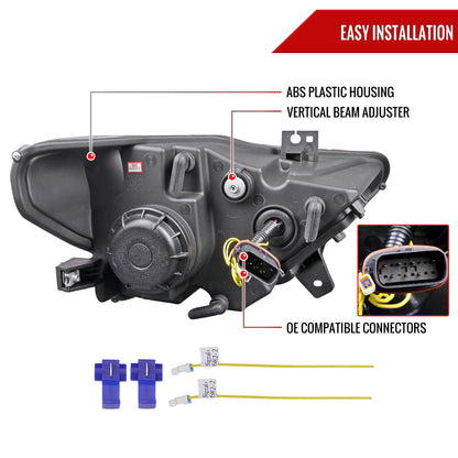 2015-2017 Ford Mustang HID-Type  LED Sequential Turn Signal Projector Headlights (Glossy Black Housing/Smoked Lens)
