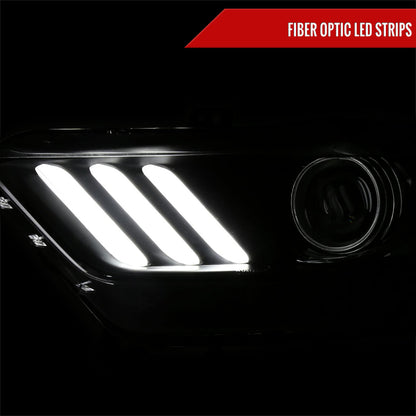 2015-2017 Ford Mustang / 2018-2020 Mustang Shelby LED Strip Xenon HID Projector Headlights - Driver Side Only (Matte Black Housing/Clear Lens)