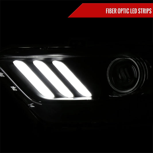 2015-2017 Ford Mustang / 2018-2020 Mustang Shelby LED Strip Xenon HID Projector Headlights - Driver Side Only (Matte Black Housing/Clear Lens)