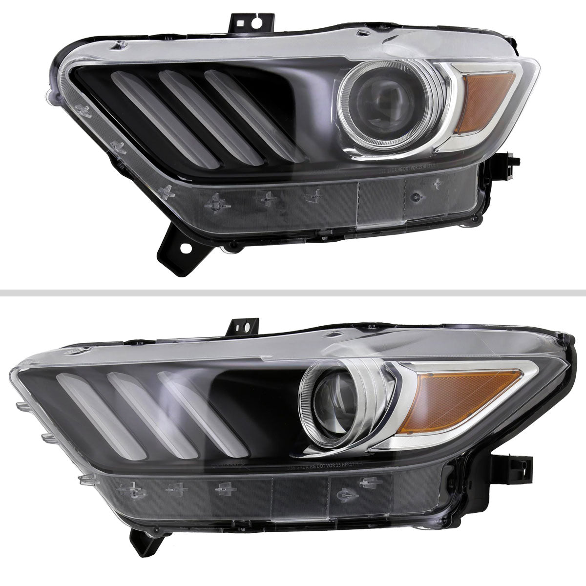 2015-2017 Ford Mustang / 2018-2020 Mustang Shelby LED Strip Xenon HID Projector Headlights - Driver Side Only (Matte Black Housing/Clear Lens)