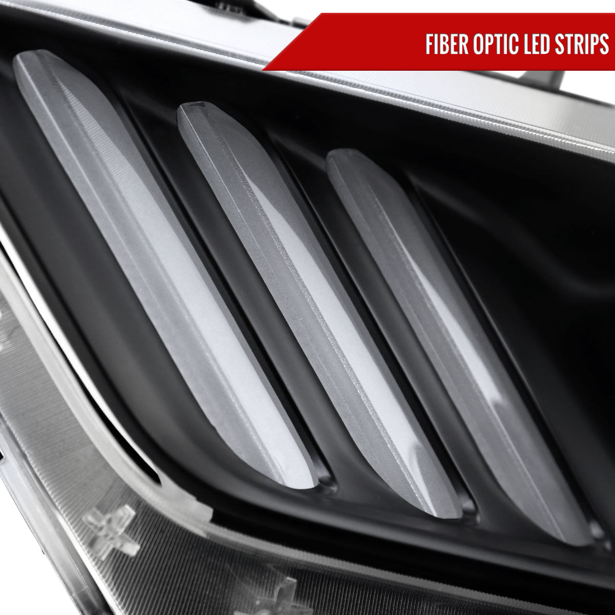 2015-2017 Ford Mustang / 2018-2020 Mustang Shelby LED Strip Xenon HID Projector Headlights - Driver Side Only (Matte Black Housing/Clear Lens)