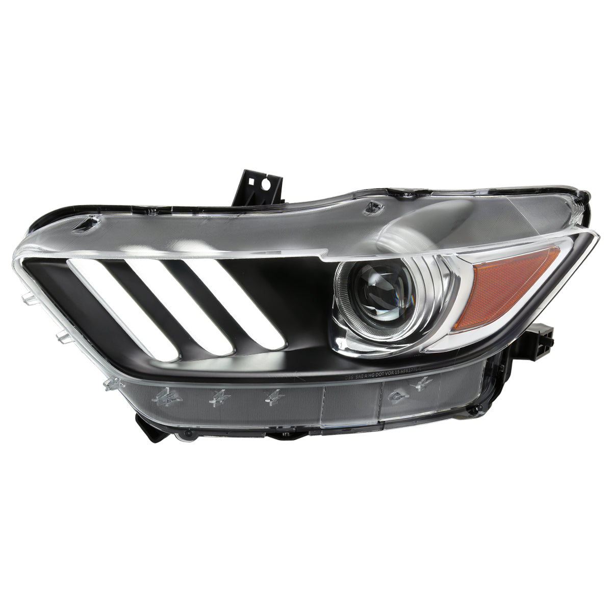 2015-2017 Ford Mustang / 2018-2020 Mustang Shelby LED Strip Xenon HID Projector Headlights - Driver Side Only (Matte Black Housing/Clear Lens)