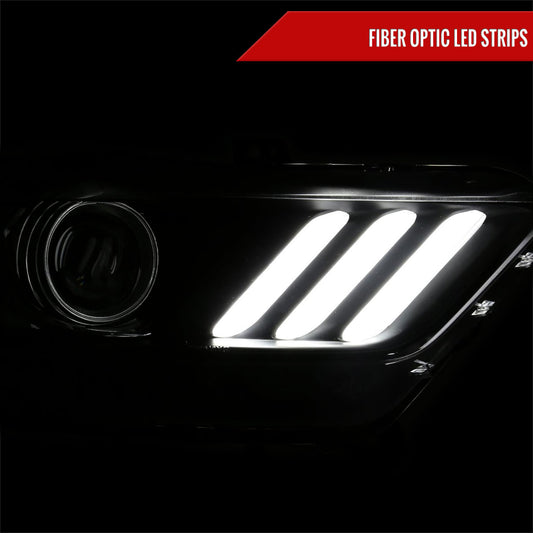 2015-2017 Ford Mustang / 2018-2020 Mustang Shelby LED Strip Xenon HID Projector Headlights - Passenger Side Only (Matte Black Housing/Clear Lens)