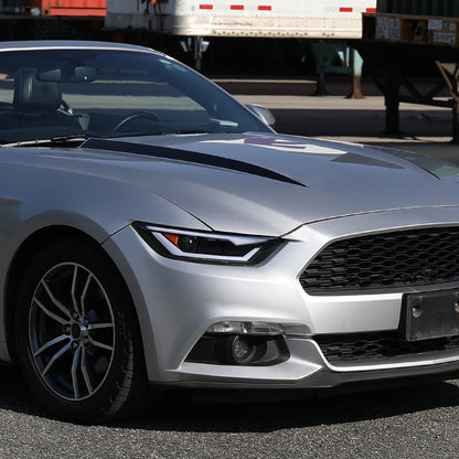 2015-2017 Ford Mustang / 2018-2020 Mustang Shelby LED Bar Xenon HID Projector Headlights (Matte Black Housing/Clear Lens)
