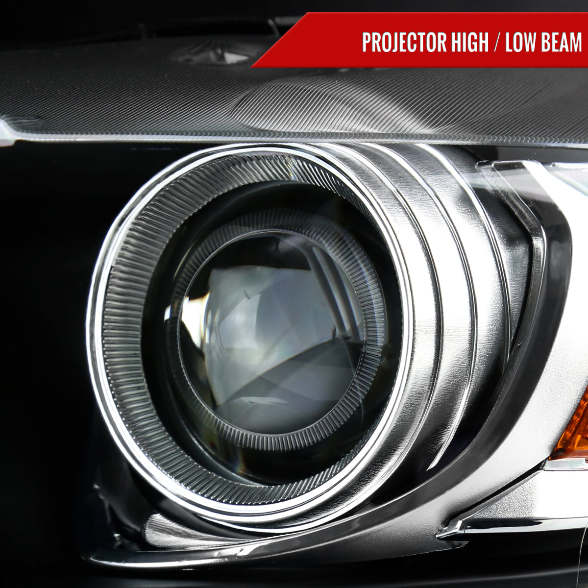 2015-2017 Ford Mustang HID/Xenon Switchback Sequential LED Turn Signal Projector Headlights (Matte Black Housing/Clear Lens)