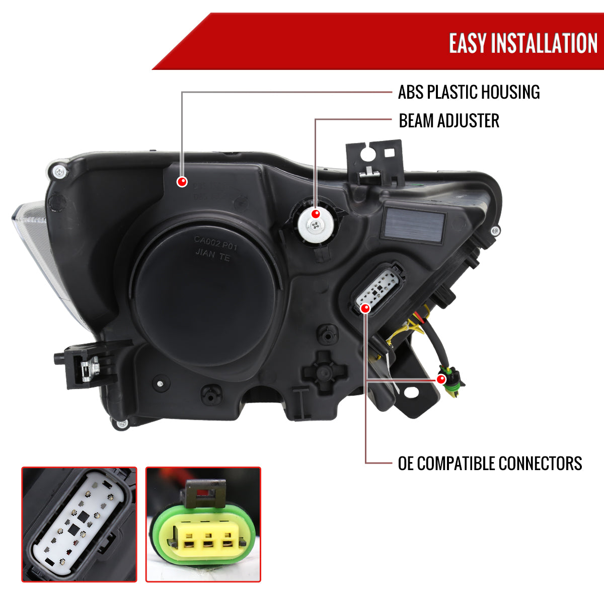 2015-2017 Ford Mustang HID/Xenon Switchback Sequential LED Turn Signal Projector Headlights (Matte Black Housing/Clear Lens)