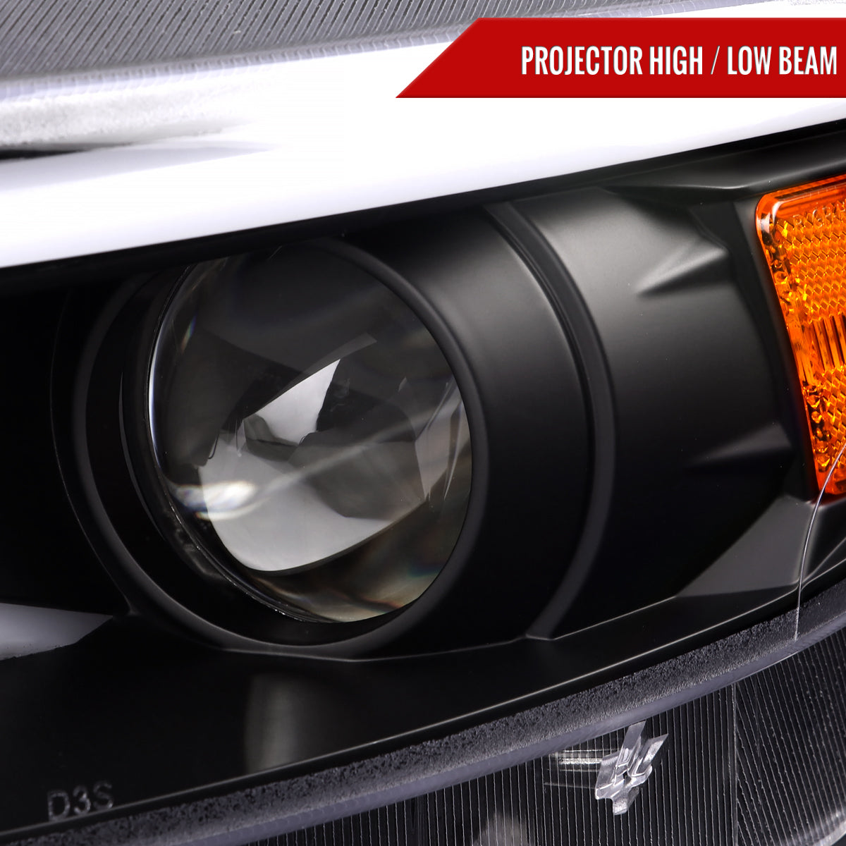 2015-2017 Ford Mustang HID-Type  LED Sequential Turn Signal Projector Headlights (Matte Black Housing/Clear Lens)