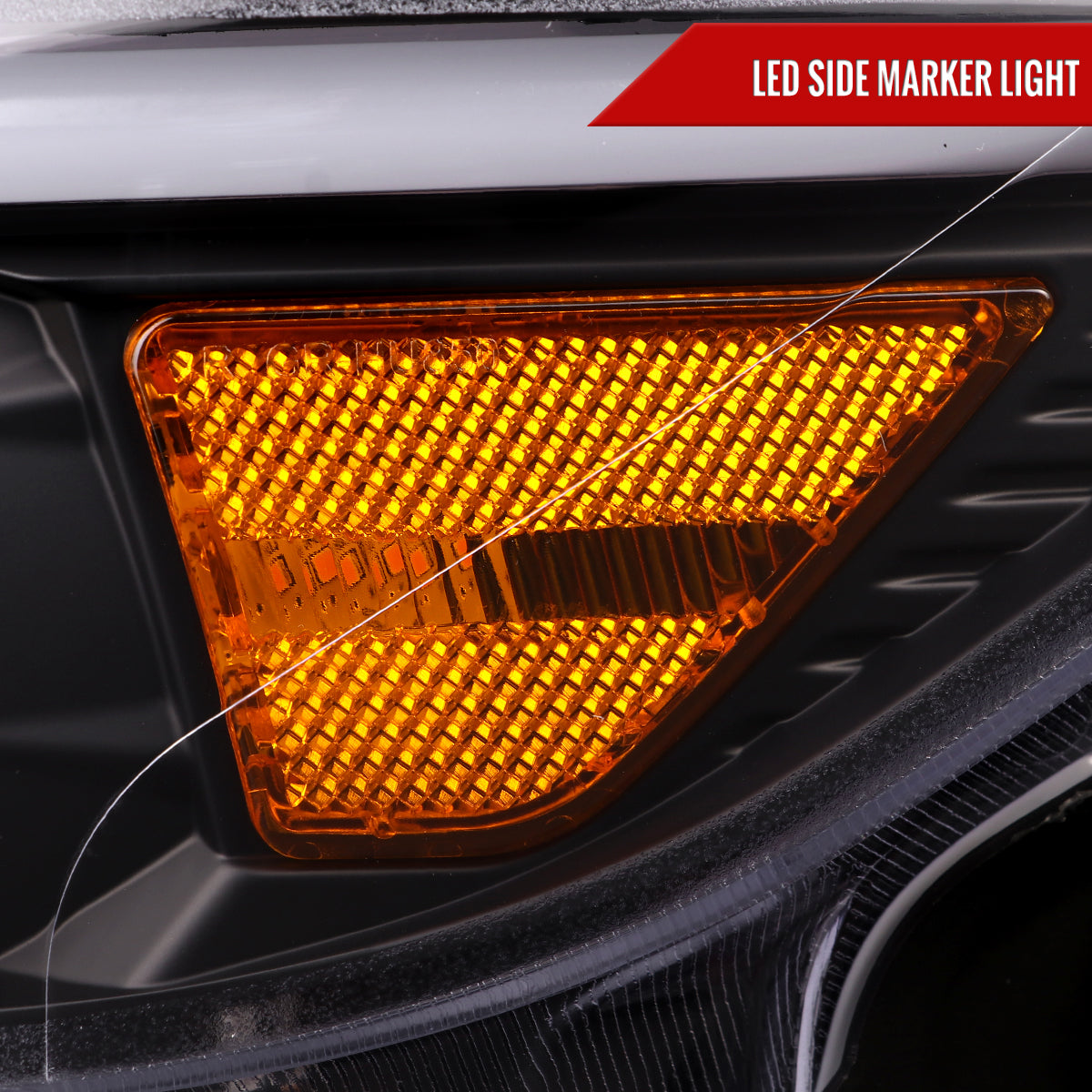 2015-2017 Ford Mustang HID-Type  LED Sequential Turn Signal Projector Headlights (Matte Black Housing/Clear Lens)