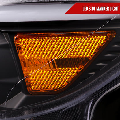 2015-2017 Ford Mustang HID-Type  LED Sequential Turn Signal Projector Headlights (Matte Black Housing/Clear Lens)