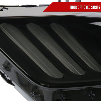 2015-2017 Ford Mustang / 2018-2020 Mustang Shelby LED Strip Xenon HID Projector Headlights (Black Housing/Smoked Lens)