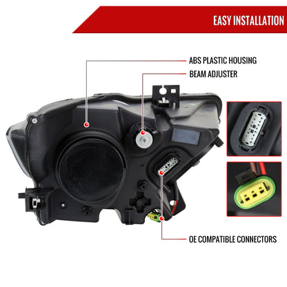 2015-2017 Ford Mustang / 2018-2020 Mustang Shelby LED Strip Xenon HID Projector Headlights (Black Housing/Smoked Lens)