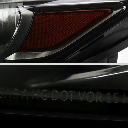2015-2017 Ford Mustang HID/Xenon Switchback Sequential LED Turn Signal Projector Headlights (Matte Black Housing/Smoked Lens)