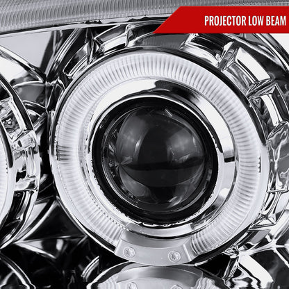 1994-1998 Ford Mustang Dual Halo Projector Headlights (Chrome Housing/Clear Lens)