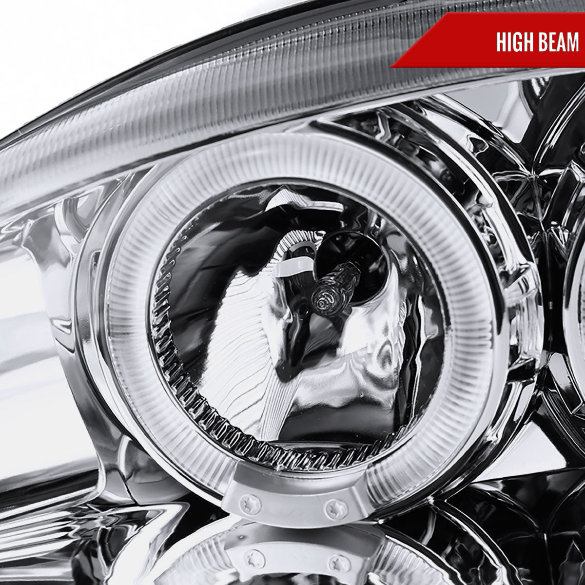 1994-1998 Ford Mustang Dual Halo Projector Headlights (Chrome Housing/Clear Lens)