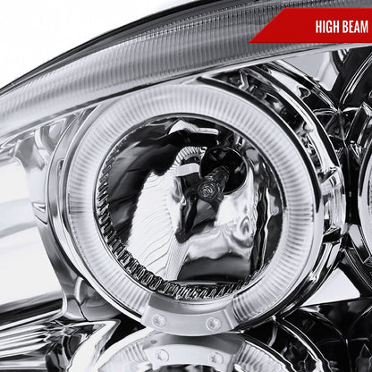 1994-1998 Ford Mustang Dual Halo Projector Headlights (Chrome Housing/Clear Lens)
