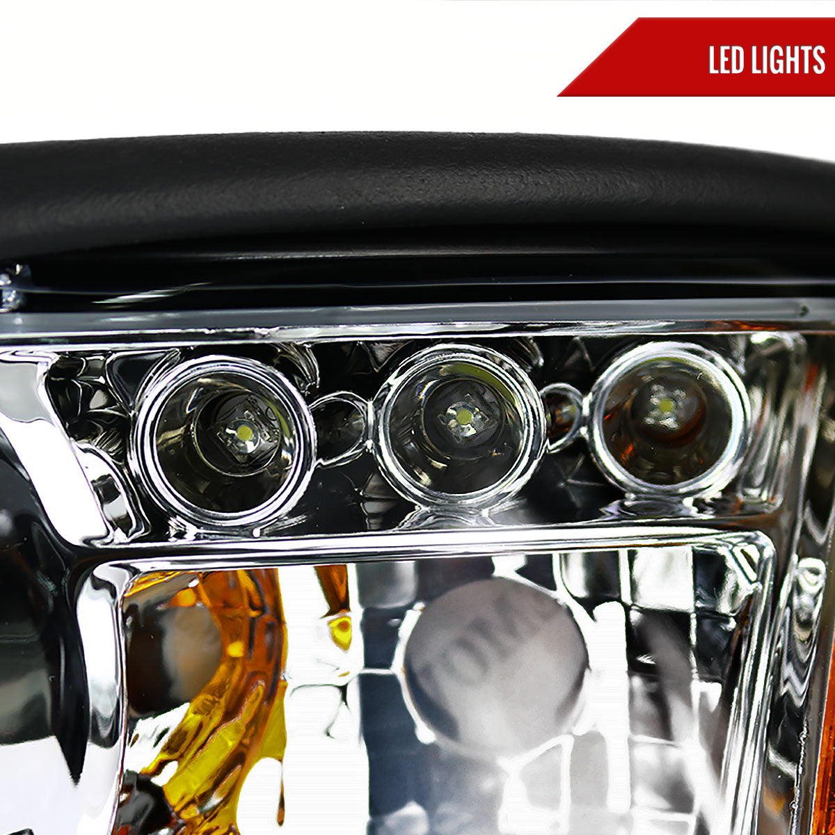 1994-1998 Ford Mustang Dual Halo Projector Headlights (Chrome Housing/Clear Lens)