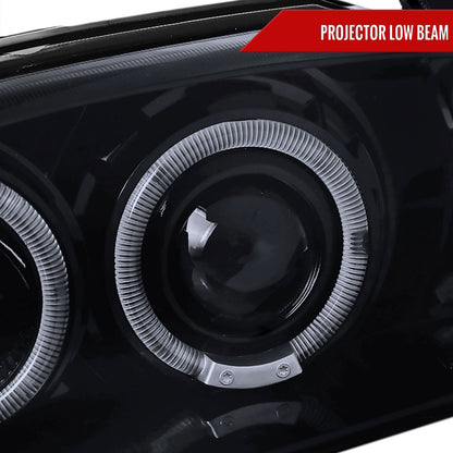 1994-1998 Ford Mustang Dual Halo Projector Headlights (Glossy Black Housing/Smoked Lens)