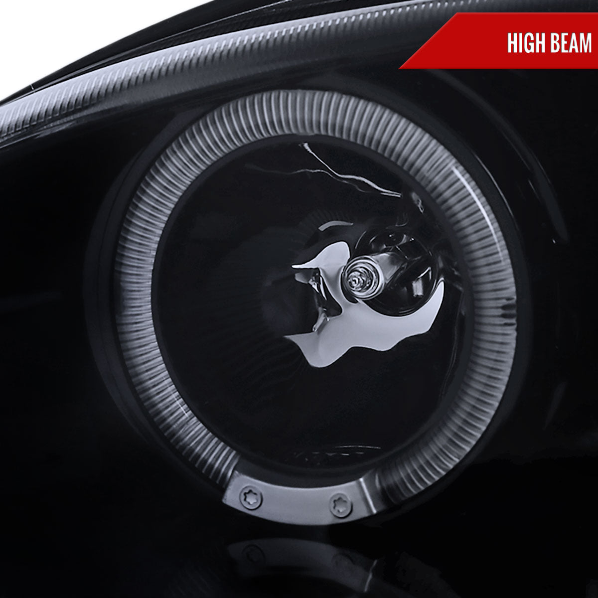1994-1998 Ford Mustang Dual Halo Projector Headlights (Glossy Black Housing/Smoked Lens)