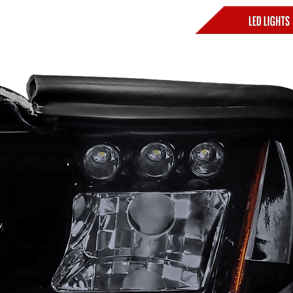 1994-1998 Ford Mustang Dual Halo Projector Headlights (Glossy Black Housing/Smoked Lens)