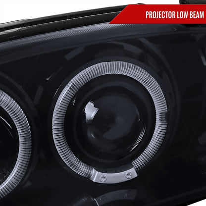 1994-1998 Ford Mustang Dual Halo V2 Projector Headlights (Glossy Black Housing/Smoked Lens)
